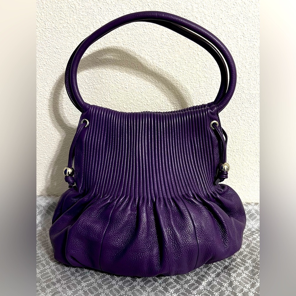 Purple Women's Hobo Shoulder Bag - Elegant Gathered Design